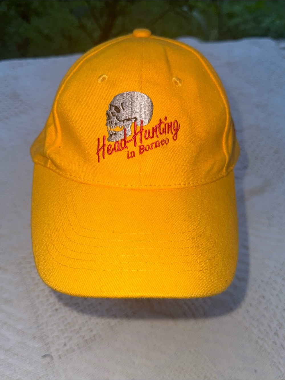 Head Hunting In Borneo Hat Baseball Ball Cap Yellow Kitschy Niche Fun Joke Humor